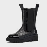 Arden Furtado Summer Fashion Women's Shoes Mesh Boots Genuine Leather Platform Round Toe Ankle Boots Half Boots
