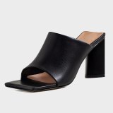 Arden Furtado 2021 Summer Fashion Women's Shoes  Chunky Heels White Ladies Square Head Genuine Leather Block heels Slippers 40