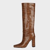 Arden Furtado 2021 Winter Fashion Boots Elegant Chunky Heels Block heels Slip on Square Head Ladies Shoes burgundy boots 41 42
