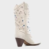 Arden Furtado spring autumn Winter Boots Shoes Elegant Knee High Boots White Slip-on Pointed Toe Chunky Heels 41 42 43