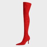 Arden Furtado 2021 Fashion Women's Shoes Pointed Toe Stilettos Heels Elegant Boots Blue Grey Yellow Over The Knee High Boots45