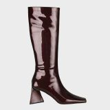Arden Furtado 2021 Winter Fashion Boots Elegant Zipper Chunky Heels Block heels Slip on burgundy boots Square Head Ladies Shoes
