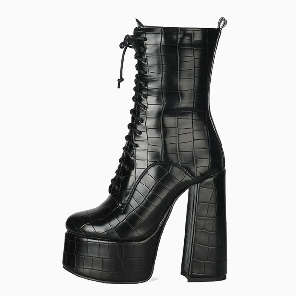 Arden Furtado 2021 Winter Fashion Boots Elegant Zipper Platform Ankle Boots Chunky Heels Block heels Cross tied matin boots 41