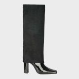 Arden Furtado 2021 Winter Fashion Boots Elegant  Chunky Heels Block Heels Slip On 10cm Square Head Ladies Shoes burgundy boots