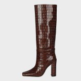 Arden Furtado 2021 Winter Fashion Boots Elegant Chunky Heels Block heels Slip on Square Head Ladies Shoes burgundy boots 41 42