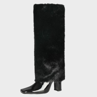 Arden Furtado 2021 Winter Fashion Boots Elegant Zipper Chunky Heels Block Heels Slip On Square Head Ladies knee high boots Shoes
