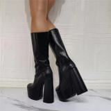 Arden Furtado 2021 Winter Fashion Boots Elegant Zipper Platform Ankle Boots Chunky Heels Block heels Ladies Shoes Size 43 44 45
