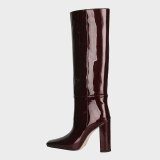 Arden Furtado 2021 Winter Fashion Boots Elegant Zipper Chunky Heels Block Heels Slip On Square Head Ladies knee high boots Shoes
