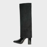 Arden Furtado 2021 Winter Fashion Boots Elegant  Chunky Heels Block Heels Slip On 10cm Square Head Ladies Shoes burgundy boots