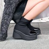 Arden Furtado Fashion Women's Shoes Platform Round Toe Shoes Waterproof Mature Leisure  loafers Short Boots