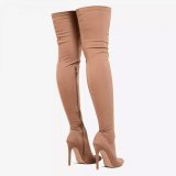 Arden Furtado Fashion Women's Shoes Winter  Pointed Toe Stilettos Heels Elegant Ladies Boots Pure Color Over The Knee High Boots