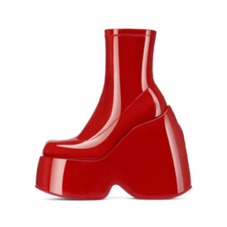 Arden Furtado Platform Elastic Short boots Round toe Wedges Super high heel Modern boots short person Heightened boots