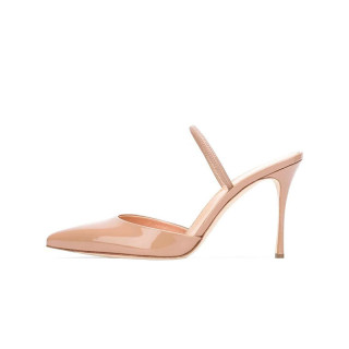 Arden Furtado Pointed stiletto sexy word-cingulate slippers summer new patent leather shallow High-heeled Baotou drag plus size