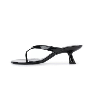 Arden Furtado Summer Patent Leather Flip-flops Round toe Stilettos heels Pure colour Slippers Large size Mules