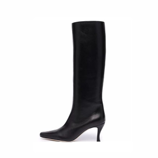 Arden Furtado Pointed toe Stiletto PU Knee high boots Temperament Middle heel Large size Modern boots