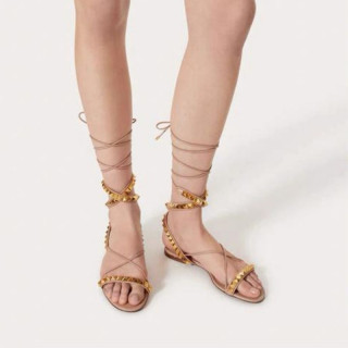 Arden Furtado Round toe Open toe Rivet Cross-tied Roman sandals High help Extra large size Modern Sandals