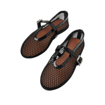 Arden Furado Mesh Ballet Flats for Women Buckle Strap Fishnet Ballerina Shoes Comfort Casual Mary Jane Flat Shoes