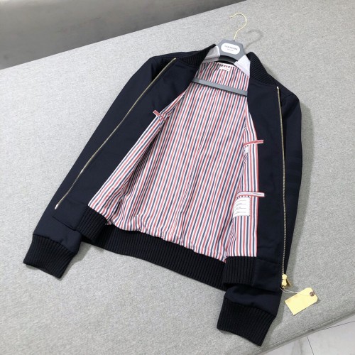 THOM BROWNE 20SS NAVY 4 STRIPES KNITTED BOMBER JACKET 