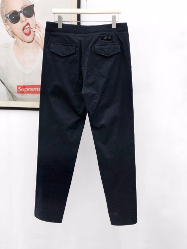 DIOR2020SS Navy Blue Belted Stretch Cotton Gabardine Workwear Pants