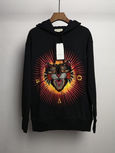 GUCCI19SS TIGER EMBROIDERED PATCH HOODIE