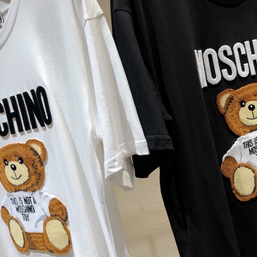 MOSCHINO2020SS BEAR KNITTED PATCH COTTON T-SHIRT