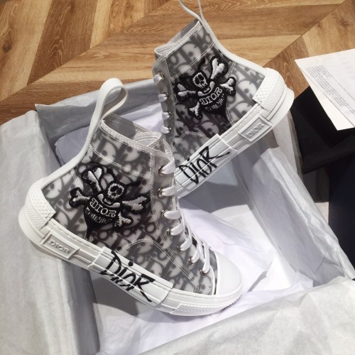 DIOR 2020SS X SHAWN STUSSY BEE PATCH LEATHER HIGH TOP B23 SNEAKERS