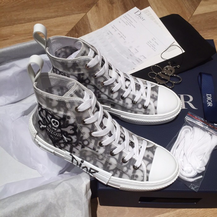 DIOR 2020SS X SHAWN STUSSY BEE PATCH LEATHER HIGH TOP B23 SNEAKERS