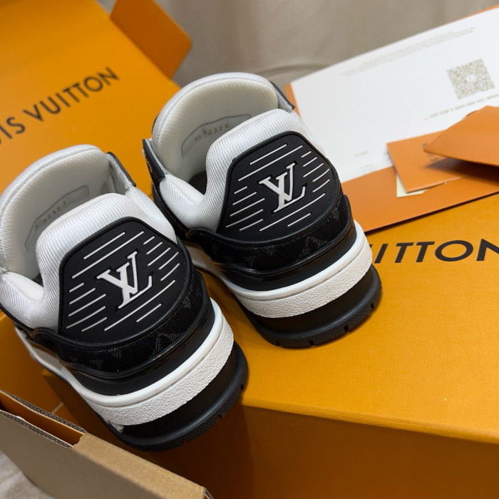 LV Trainer sneaker Monogram-embossed grained calf leather shoes