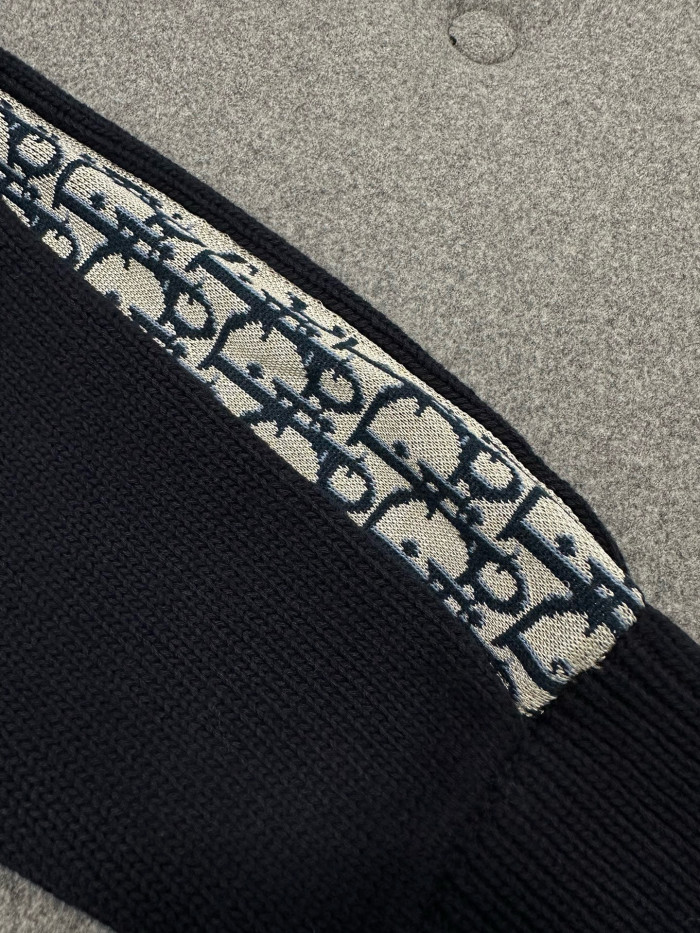 [100% best] dior oblique logo sleeve knitted jacquard wool sweater knitwear
