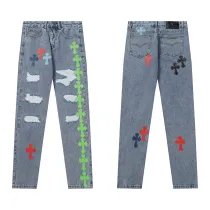 クロムハーツ 服 CHROMEHEARTS 2022新作ハンドペイントクロスレザージーンズ