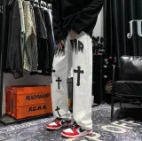 クロムハーツ 服 CHROMEHEARTS2022 新作 ハイストリート ダメージ加工 ウォッシュドジーンズ