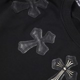 クロムハーツ 服 CHROMEHEARTS2022新作白黒パテントレザークロスパッチラウンドネックセーター