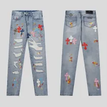 クロムハーツ 服 CHROMEHEARTS 2022新作ハンドペイントクロスレザージーンズ