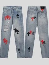 クロムハーツ 服 CHROMEHEARTS 2022新作ハンドペイントクロスレザージーンズ