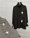 クロムハーツ 服 CHROMEHEARTS2022新作ハイネックレザー刺繍クロスセーター