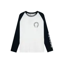 クロムハーツ 服 CHROMEHEARTS2022新作梵字ラグランカラーブロックロングスリーブTシャツ