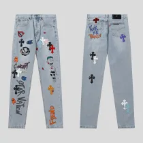 クロムハーツ 服 CHROMEHEARTS 2022新作ハンドペイントクロスレザージーンズ