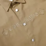 クロムハーツ 服 CHROMEHEARTS2022 秋冬新作 レーザーバーニングフラワー アップリケ 刺繍 ジャケット シャツ