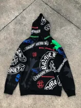クロムハーツ 服 CHROMEHEARTS 2022新作 クロスサンスクリットホースシュー フルロゴ グラフィティプリント フーデッドセーター