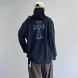 クロムハーツ 服 CHROMEHEARTS2022 新作 ブルー シャドークロスプリントウォッシュ オールドラウンドネックセーター