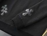 クロムハーツ 服 CHROMEHEARTS2022新作白黒パテントレザークロスパッチレザーラウンドネックセーター