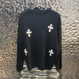 クロムハーツ 服 CHROMEHEARTS2022新作 ニットレザー刺繍クロスセーター