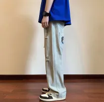 クロムハーツ 服 CHROMEHEARTS2022 新作 ハイストリート クロワ 刺繍 サンスクリット アメリカン ストリート ジーンズ