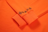 クロムハーツ 服 CHROMEHEARTS2022 新作 オレンジ 剣 梵字 クロス 立体トーテム プリント フード付きセーター