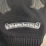 クロムハーツ 服 CHROMEHEARTS2022新作ニットタートルネックレザー刺繍クロスセーター