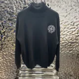 クロムハーツ 服 CHROMEHEARTS2022新作ニットタートルネックレザー刺繍クロスセーター