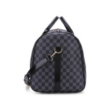 RICHPORTS Checkered  Fashion Quality Travel Bag Women PU Leather Gym Bags Hand Luggage For Men Duffle Bag