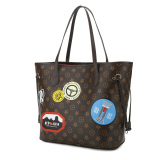 RICHPORTS  Checkered Women Top Famous Designer Leather Handbags Luxury Shoulder Bags Classic Tote For Lady Large Capacity Shopping Travel Handle Totes Bags