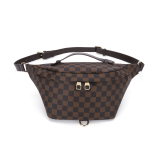 RICHPORTS  Checkered Unisex Leather Beslt Bags Chest Bag Female Pu Messenger Handbag Fashion High Quality Shoulder Phone Purse Crossbody Bags