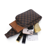 RICHPORTS  Checkered Crossbody Bags Fashion Sling BagLeather Classic Pattern Chest Bags For Male Purse